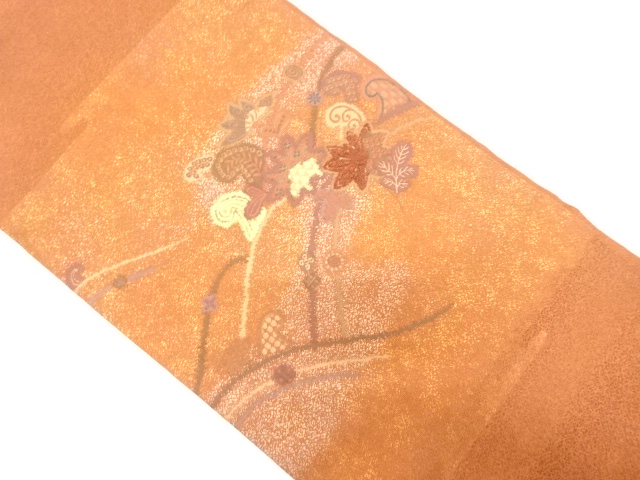 変わり織　草花模様織り出し　名古屋帯